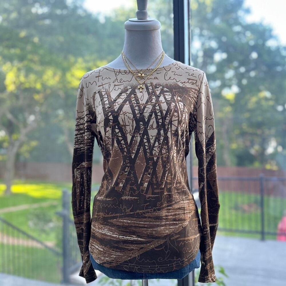 Y2K Multiples Trompe L’Oeil Mesh Graphic Top S